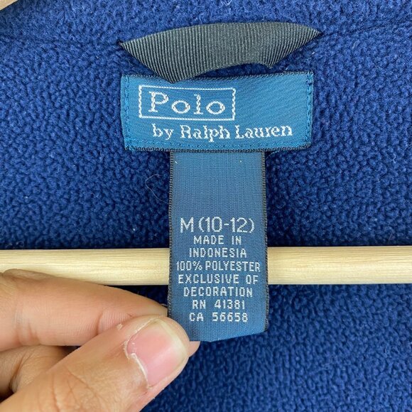 Vintage Polo Ralph Lauren Jacket Boys M(10/12) Blue Fleece‎ Full Zip - Picture 8 of 10